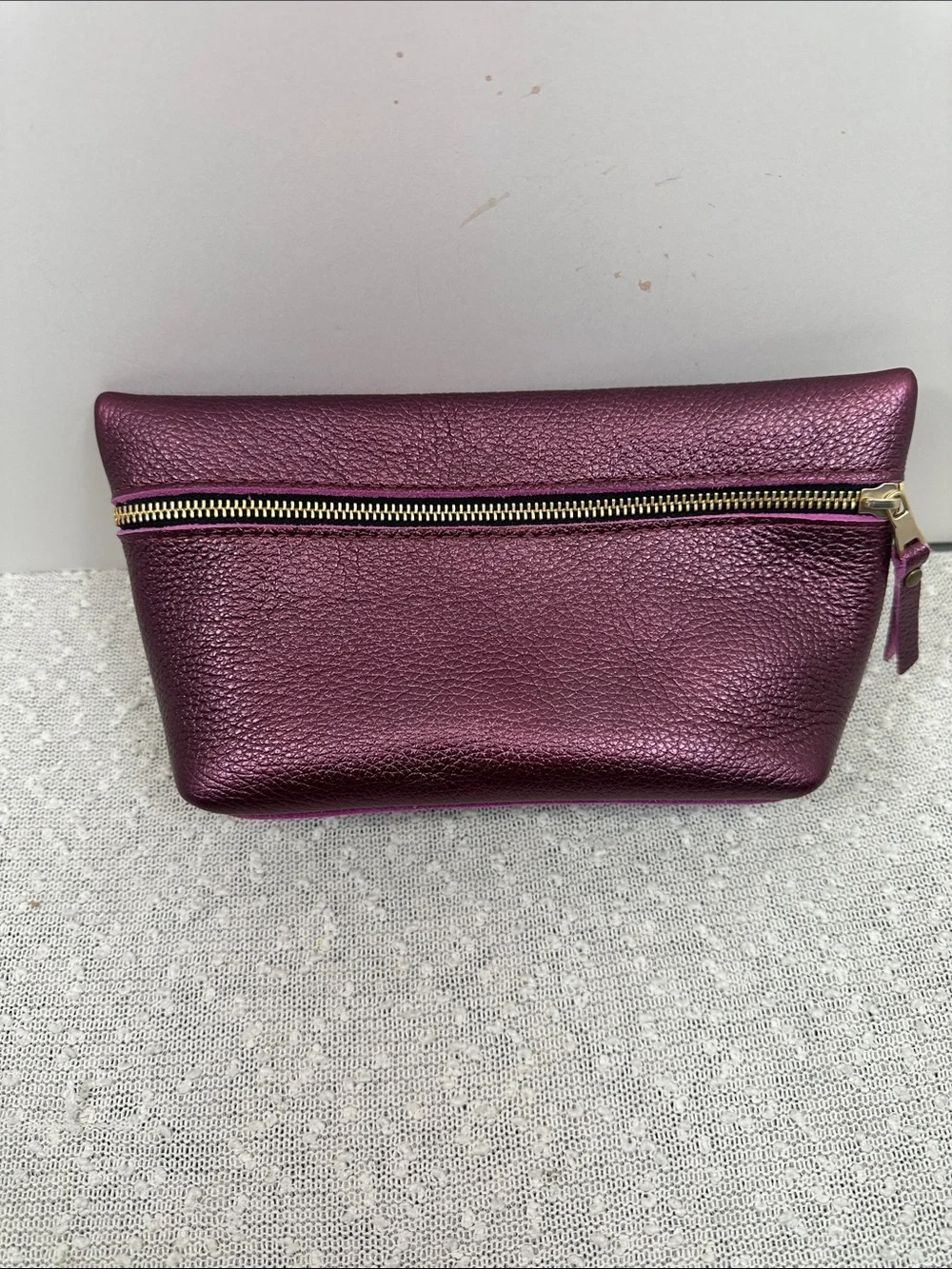 PORTLAND LEATHER GOODS metallic Ultraviolet UV purple Large Makeup Bag